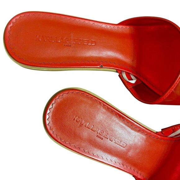 Karl Lagerfeld 'Faina' Transparent Red Slip-On Block Heel Sandal - Picture 5 of 6